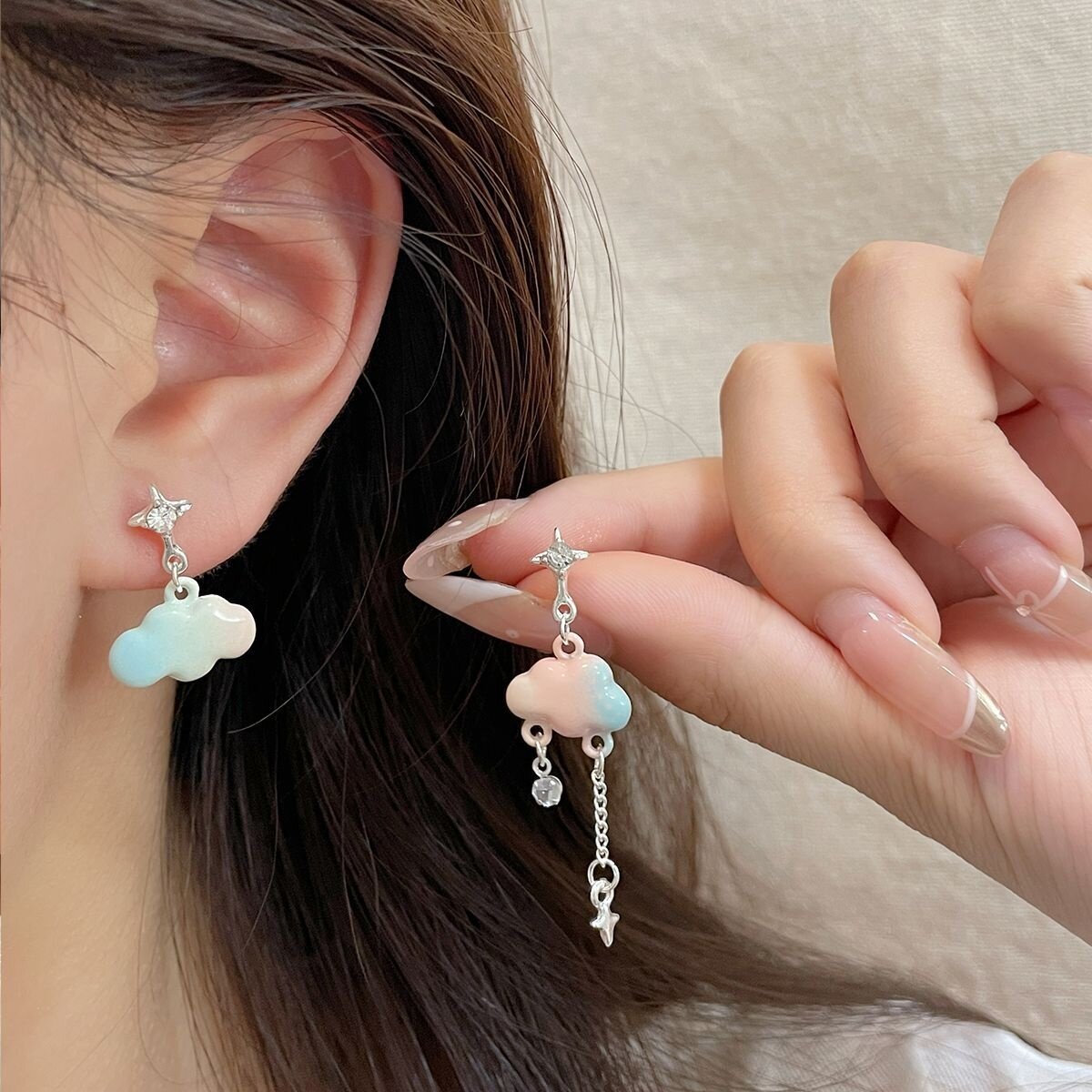 ピアス｜グラデーションカラー・バタフライ＆ハートモチーフ・S925銀針・個性的な色使い・春夏に最適・おしゃれ|undefined