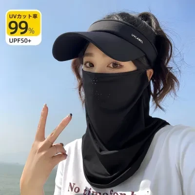フェイスカバー｜UPF50+・アイスシルク・日焼け防止・夏用・アウトドア・自転車・顔全体カバー・通気性・涼しい