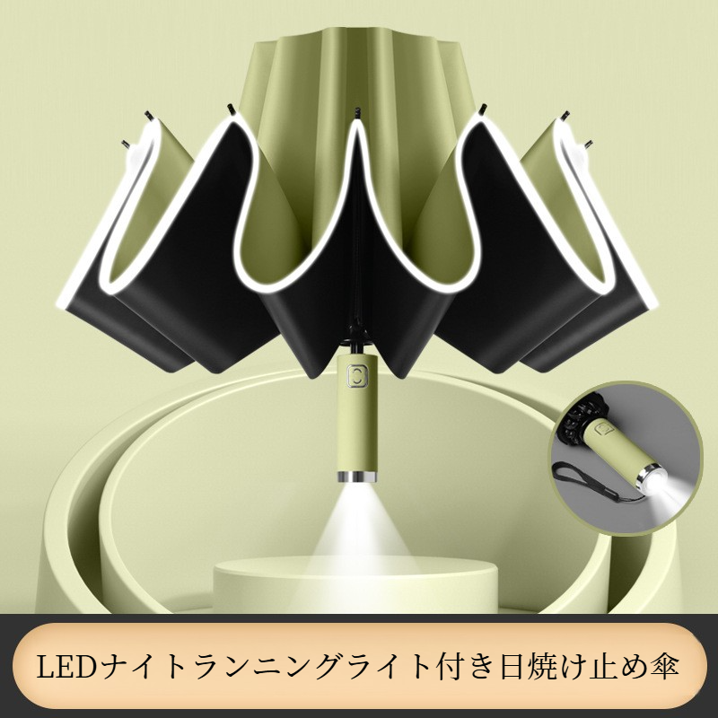 折り畳み傘｜LED逆光・全自動開閉・晴雨兼用・耐風・UVカット・日焼け止め|undefined