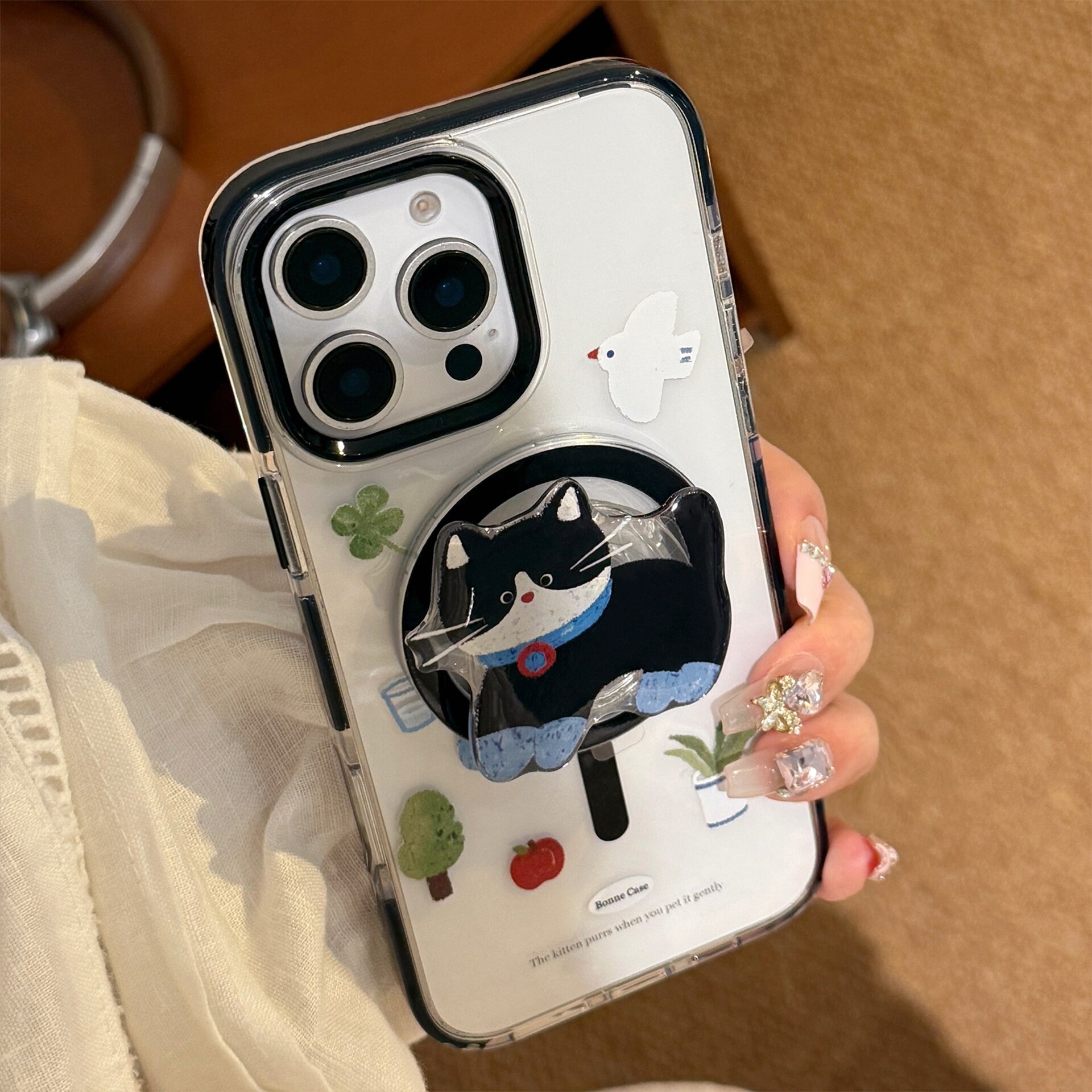 スマホケース｜磁気吸着・ネコ・スマホスタンド・iPhone 15/16 Pro Max対応・クリアケース・ソフト・かわいい・カートゥーン|undefined