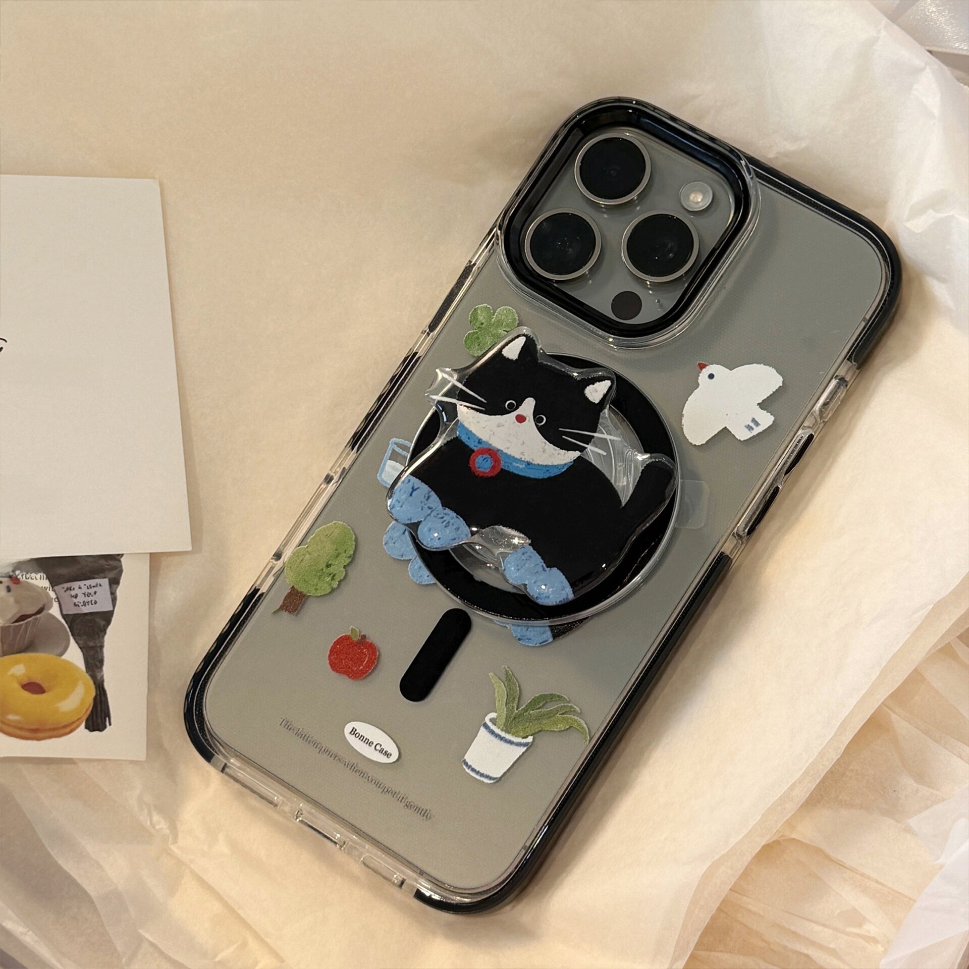 スマホケース｜磁気吸着・ネコ・スマホスタンド・iPhone 15/16 Pro Max対応・クリアケース・ソフト・かわいい・カートゥーン|undefined