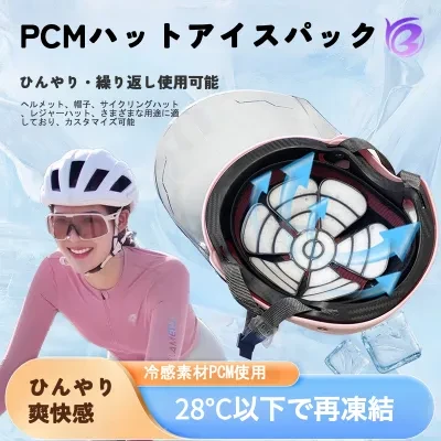 Uminami PCM ハットアイスパッド・さまざまな帽子タイプに適応・冷却シート・クールヘッドアイスパッド・ひんやり感