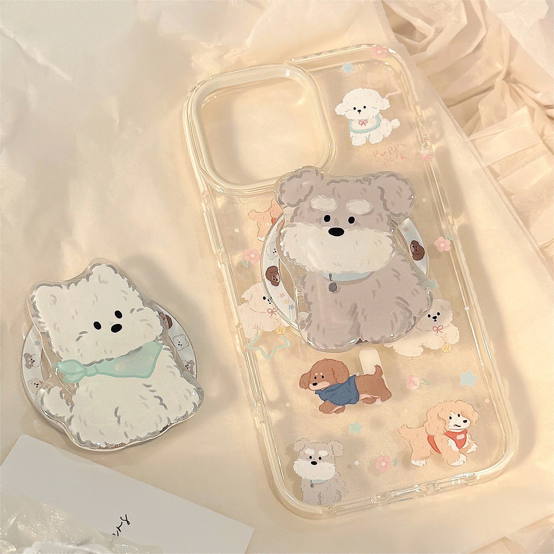 iPhoneケース｜磁気吸着スタンド付き・クリア・耐衝撃・イヌ・かわいい・レディース・ファッション|undefined