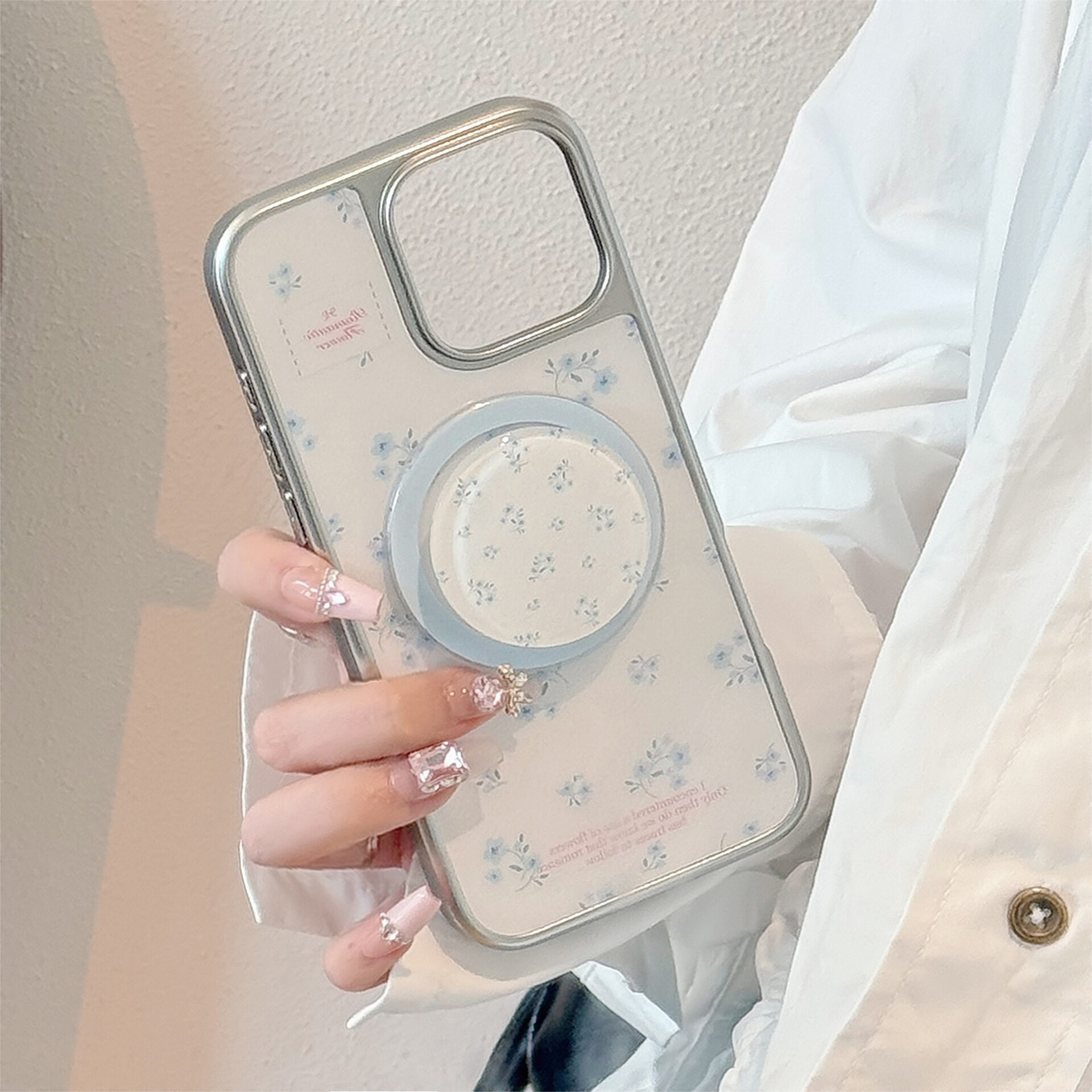 スマホケース｜iPhone シリーズ・ハードケース・メッキ加工・磁気吸着・スタンド機能・小花柄・おしゃれ・かわいい|undefined