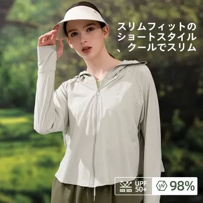 日焼け止めジャケット｜原糸アイスシルク・UVカット・UPF50+・フード付きポンチョタイプ・紫外線対策・おしゃれ