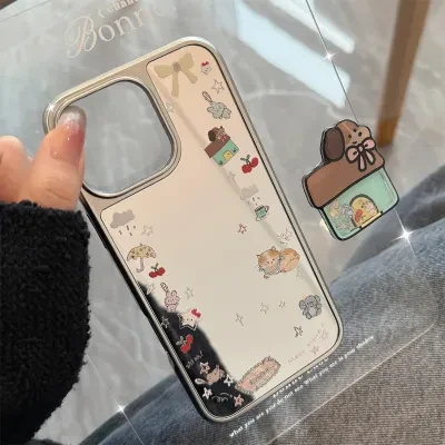 FunCASE スマホケース｜ミラー加工・犬モチーフ・iPhoneシリーズ・おしゃれ・揺れる