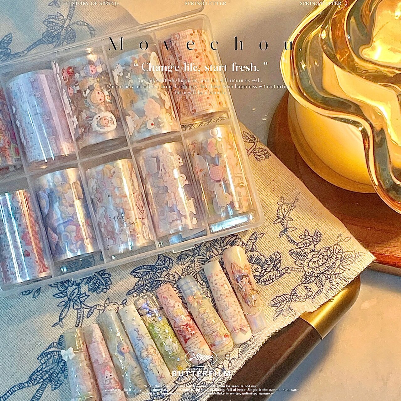 美甲転写シート｜手描き風・ロココ調・天使・ウサギ・春夏向け・アート・キュート・実用的|undefined
