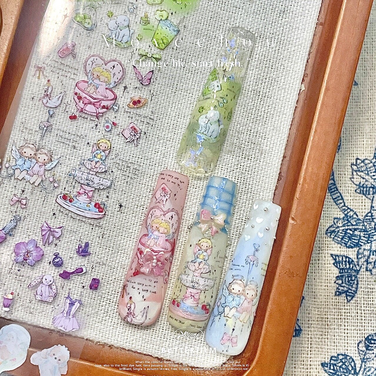 美甲転写シート｜手描き風・ロココ調・天使・ウサギ・春夏向け・アート・キュート・実用的|undefined