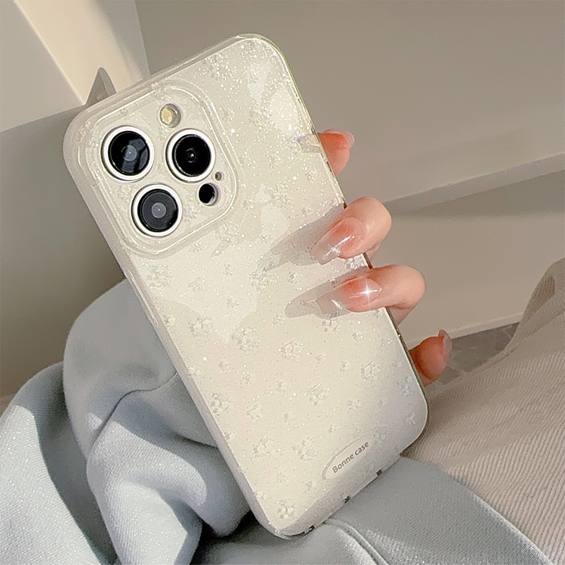 スマホケース｜iPhoneシリーズ・小花柄・ラメ入り・クリア・ソフトケース・シンプル|undefined