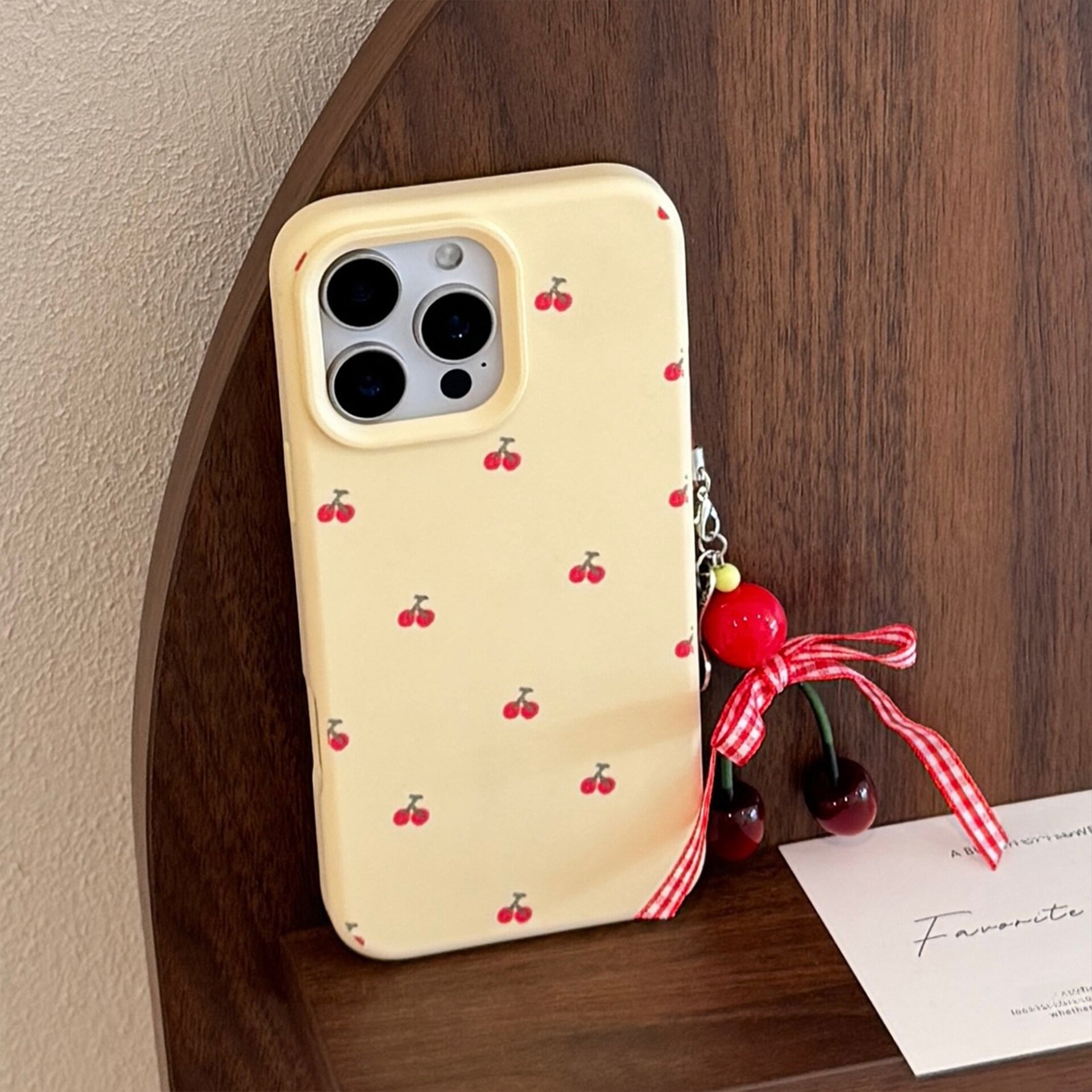 スマホケース｜iPhoneシリーズ・さくらんぼチャーム付き・可愛い・ガーリー・全面保護|undefined