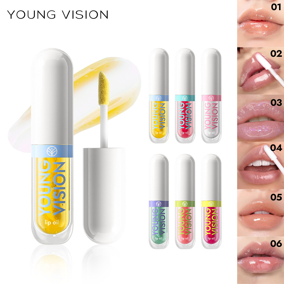 YOUNG VISION リップオイル｜カラーリップ・6色展開・果物風味・多幸感カラー・夏メイク|undefined
