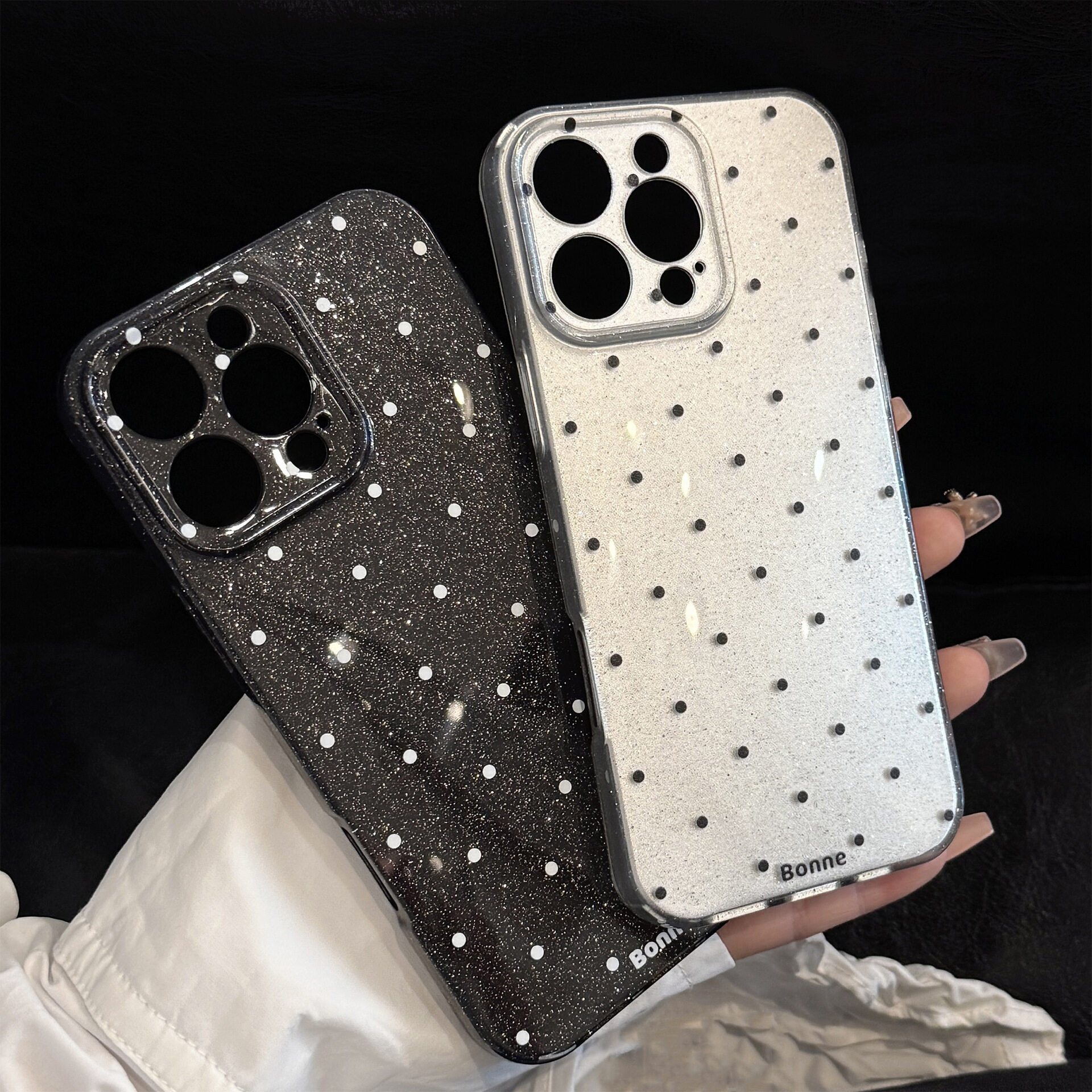 スマホケース｜iPhoneシリーズ・ドット柄・ラメ入り・レトロ・おしゃれ・シンプル|undefined