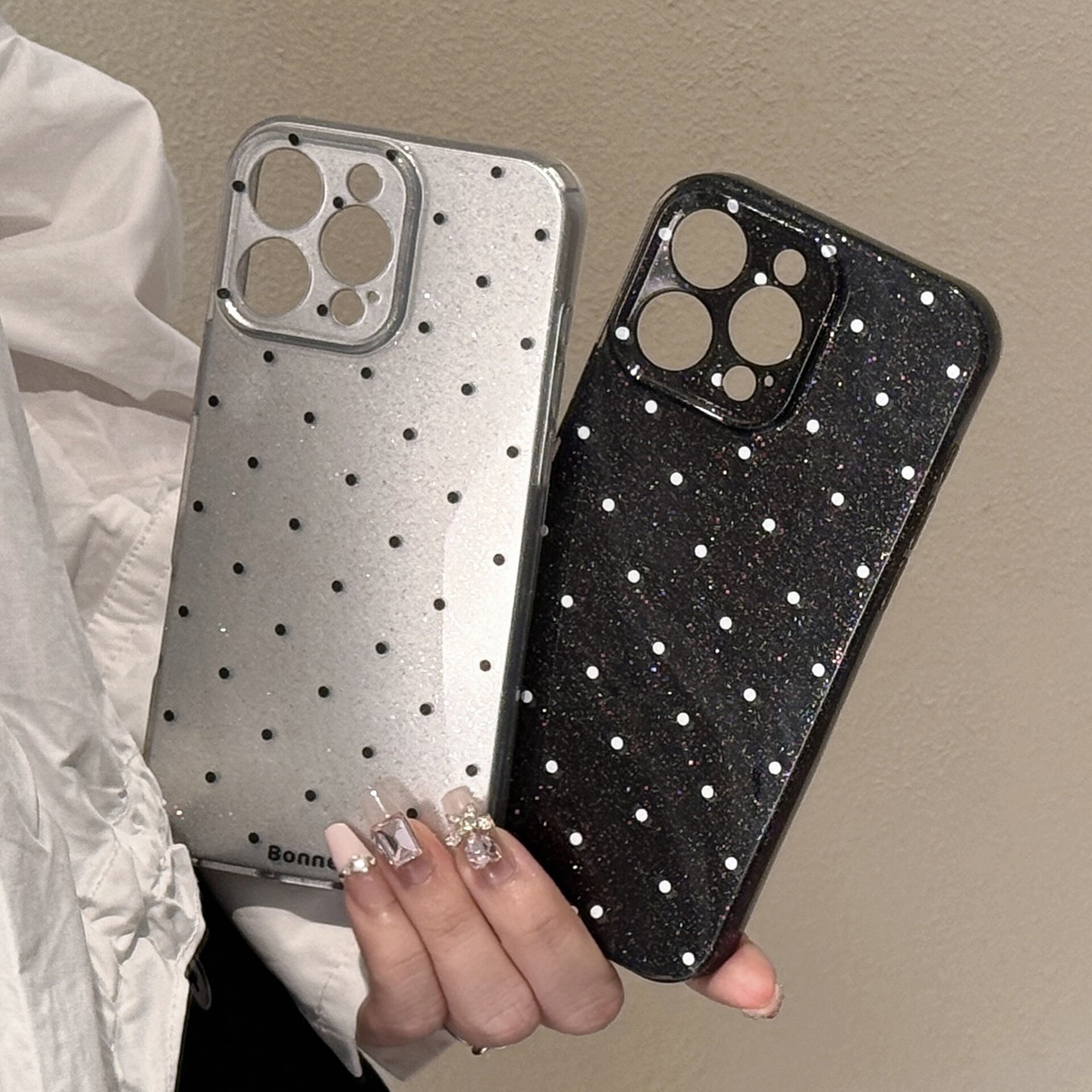 スマホケース｜iPhoneシリーズ・ドット柄・ラメ入り・レトロ・おしゃれ・シンプル|undefined