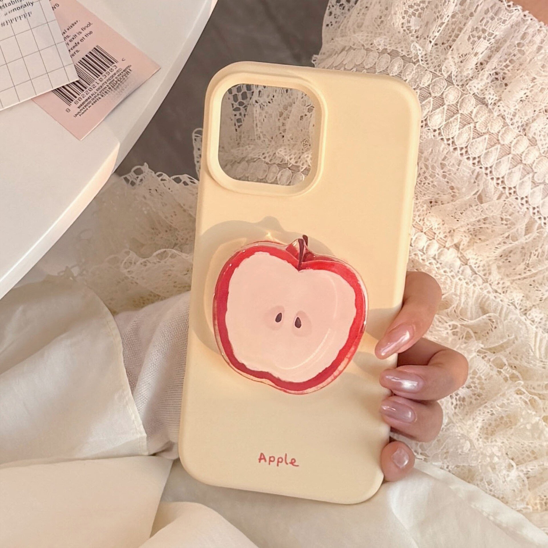 スマホケース｜iPhoneシリーズ・リンゴ型スタンド付き・シリコン製・夏向け・可愛い|undefined