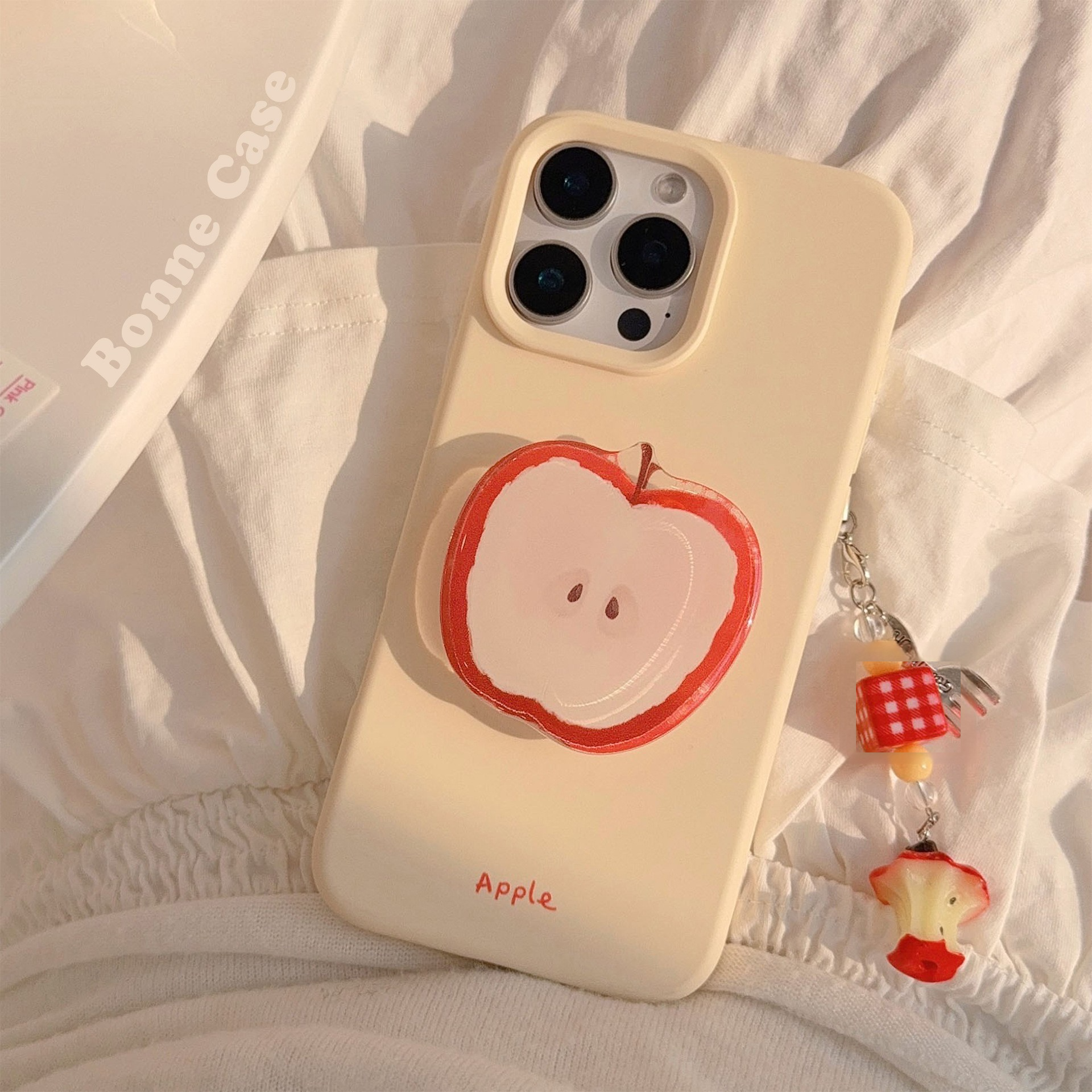 スマホケース｜iPhoneシリーズ・リンゴ型スタンド付き・シリコン製・夏向け・可愛い|undefined
