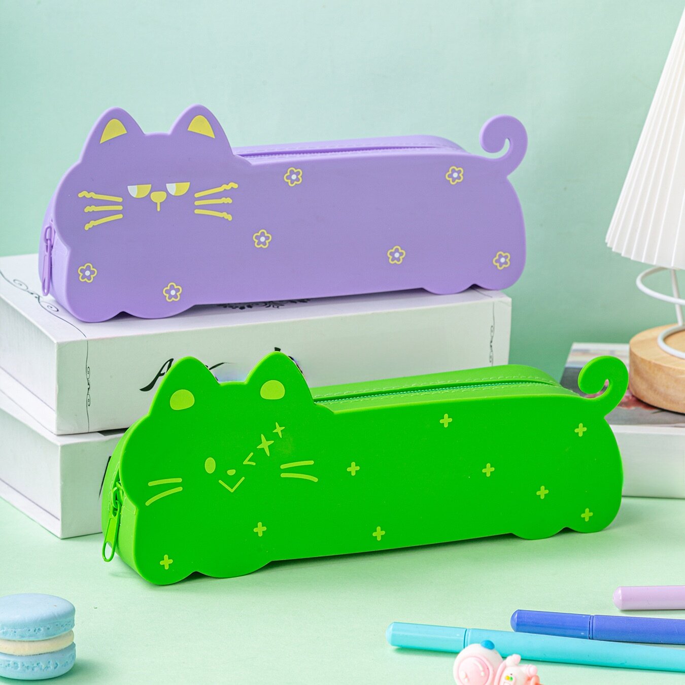 文房具｜シリコン製・ペンケース・猫柄・ピンク・シンプル・かわいい・癒し系|undefined