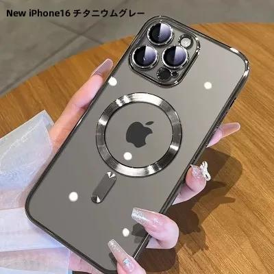 スマホケース｜iPhone シリーズ・磁気吸着・メッキ加工・クリア・レンズ保護フィルム付き・フルカバー・保護ケース