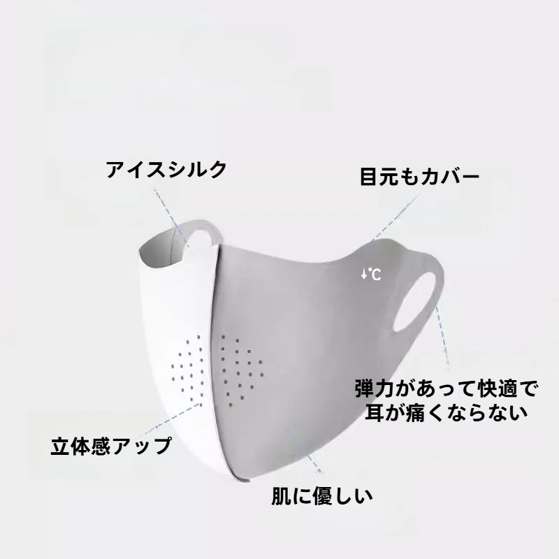 接触冷感マスク｜UVカット・紫外線対策・通気性・日焼け防止・おしゃれ・夏用・男女兼用|undefined