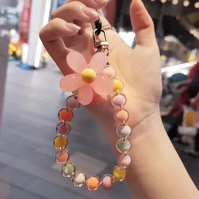 キーホルダー｜ハンドメイド・ビーズ・フラワー・ストラップ・マカロンカラー・スマホアクセサリー・おしゃれ・かわいい