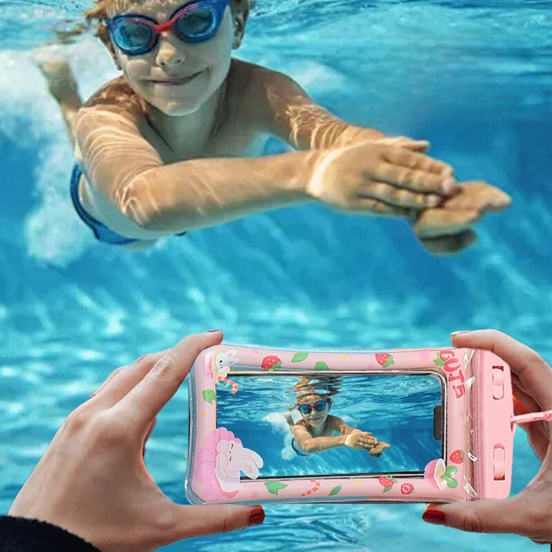 スマホ防水ケース｜タッチ操作可能・水泳・水中撮影・ダイビング・漂流・エアバッグ付き・ネックストラップ付き・かわいい・携帯便利|undefined