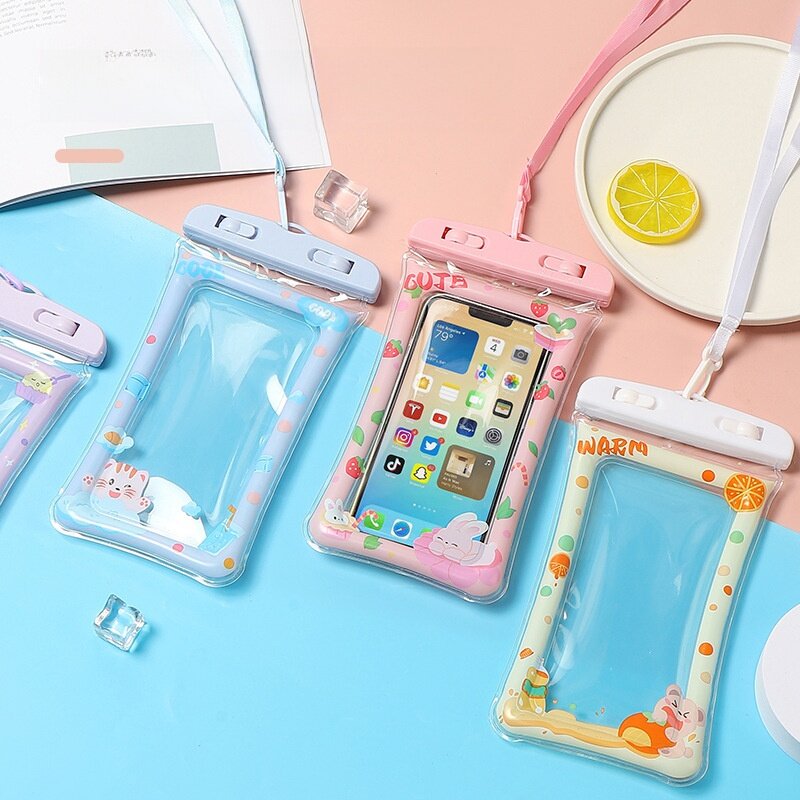 スマホ防水ケース｜タッチ操作可能・水泳・水中撮影・ダイビング・漂流・エアバッグ付き・ネックストラップ付き・かわいい・携帯便利|undefined