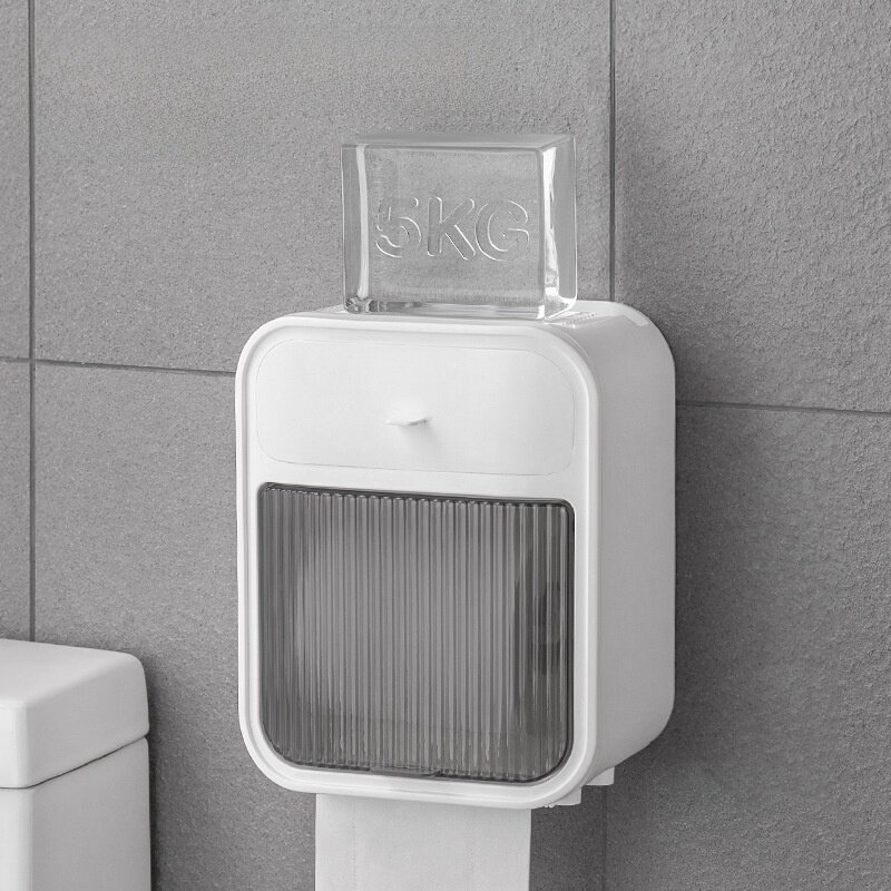 壁掛け式ティッシュボックス｜トイレットペーパーホルダー・穴あけ不要・防水・小物置き・おしゃれ・便利|undefined