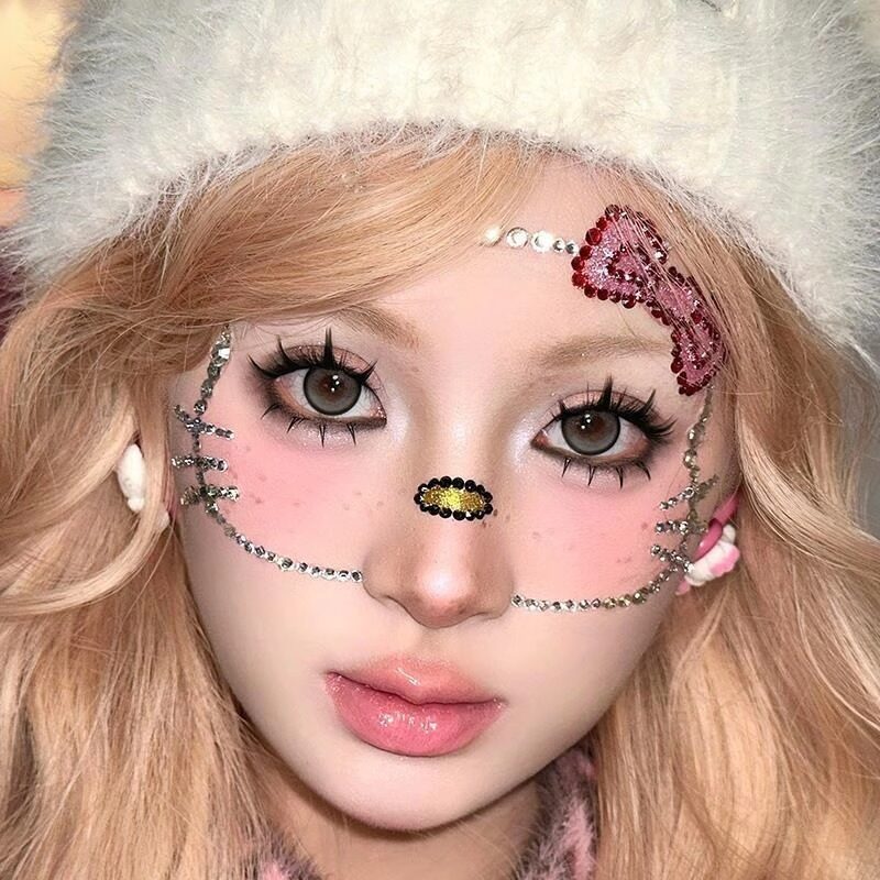 ラインストーンシール｜顔用・デコレーション・イベント・キラキラ・hellokitty風・おしゃれ・かわいい|undefined