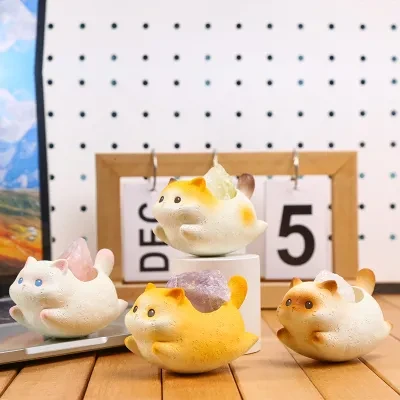 猫置物｜デコレーション・ゆらゆら・クリスタル・樹脂工芸品・卓上インテリア・猫グッズ・癒し・かわいい・おしゃれ