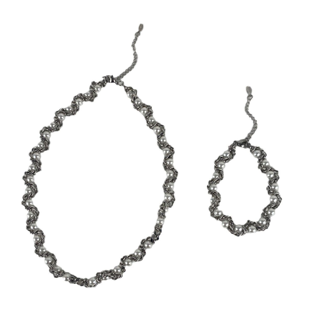 ネックレス｜チタン鋼・パール・ブレスレット・アクセサリーセット・高見え・個性的・上品・锁骨チェーン|undefined