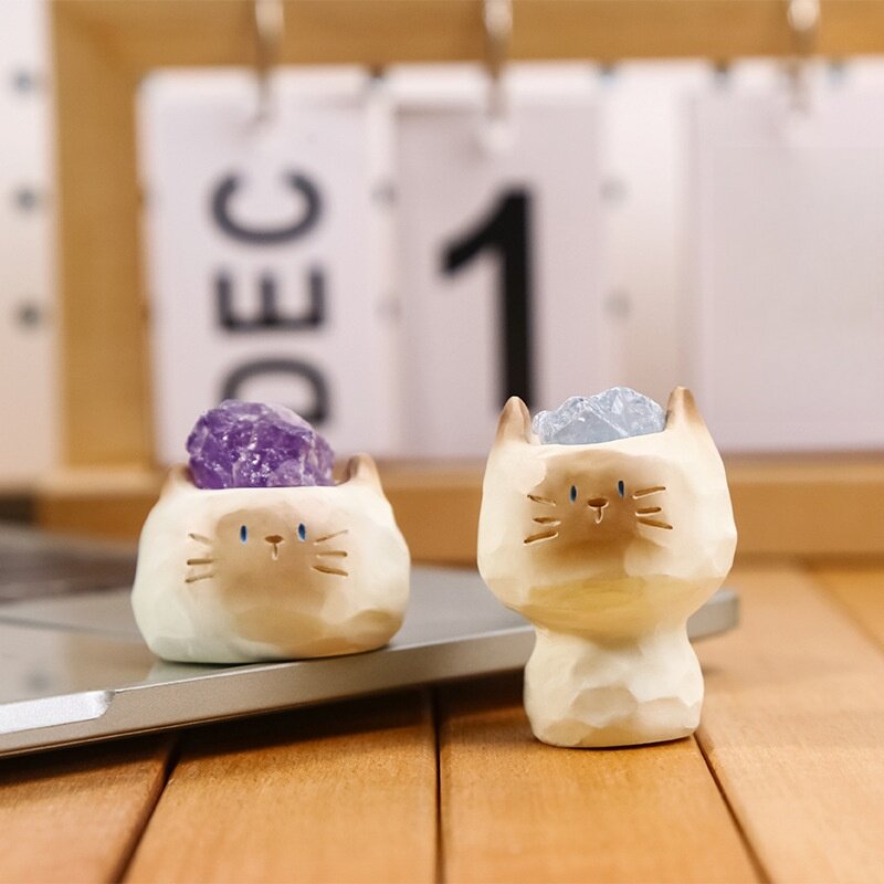 デスクトップ飾り｜ネコ・水晶・置物・雑貨・かわいい・おしゃれ・幸運・クリエイティブ|undefined
