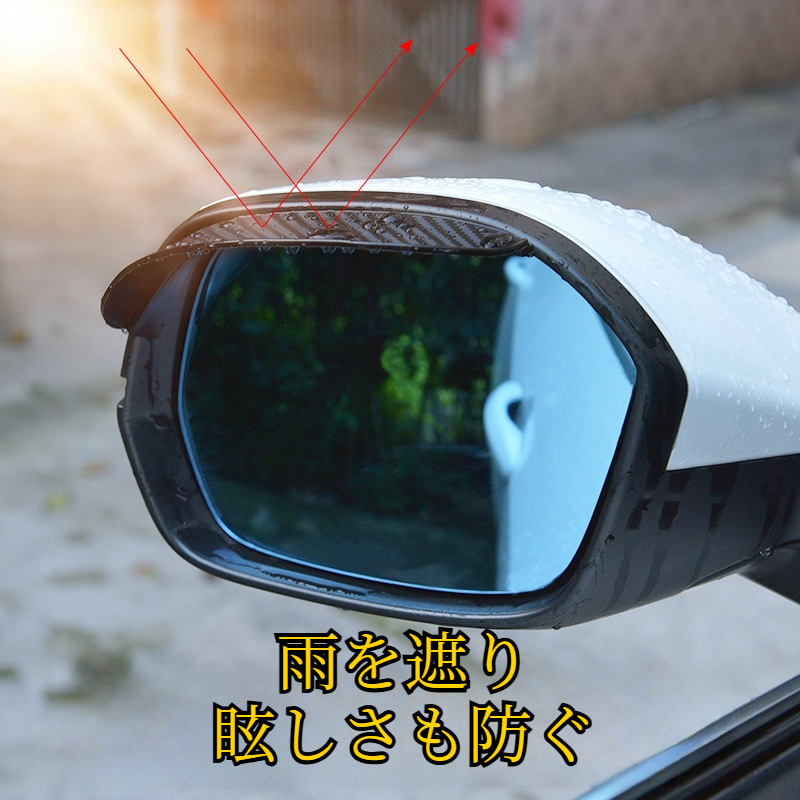 自動車バックミラー用レインシールド｜クリップ式取付・厚手・炭素繊維質感・雨天対策・ドレスアップ|undefined