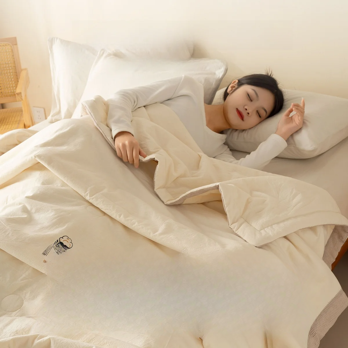 夏用掛け布団｜綿100%・丸洗いOK・シングルサイズ・オールシーズン・学生寮・肌触り良い・涼しい|undefined