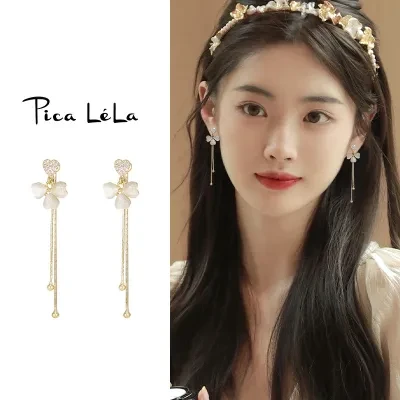 YOOYOOTOWN S925針・ピアス・イヤリング・ロング・花柄・上品・おしゃれ