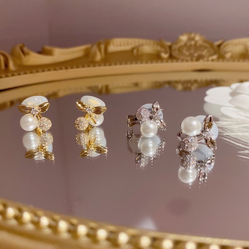 イヤリング・14K・ジルコニア・ノンホールピアス・上品・おしゃれ|undefined