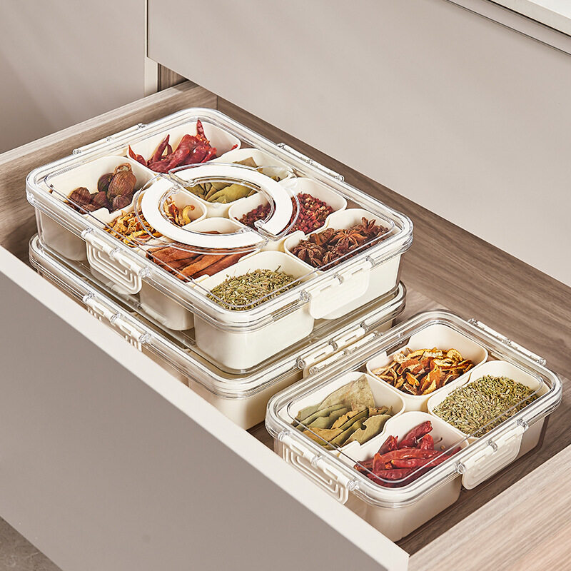 冷蔵庫収納ケース｜食品グレード・密閉・フルーツサラダ・弁当箱・8仕切り・持ち運び可能・新鮮・便利|undefined