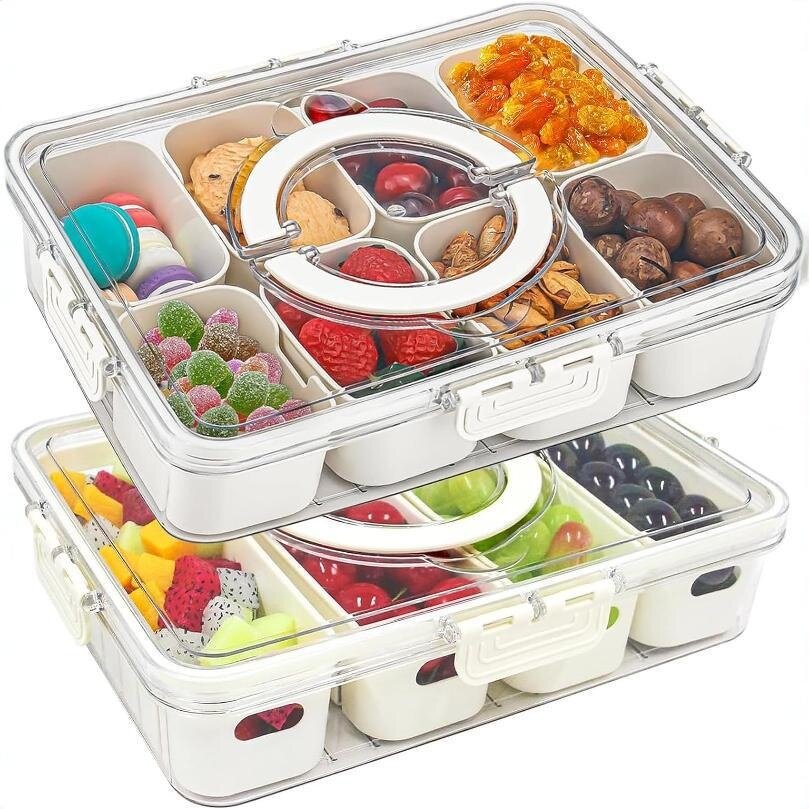 冷蔵庫収納ケース｜食品グレード・密閉・フルーツサラダ・弁当箱・8仕切り・持ち運び可能・新鮮・便利|undefined