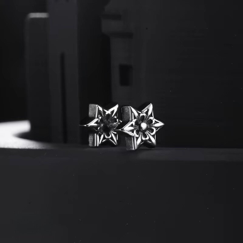 S999純銀・ピアス・メンズ風・六芒星・シンプル・おしゃれ|undefined