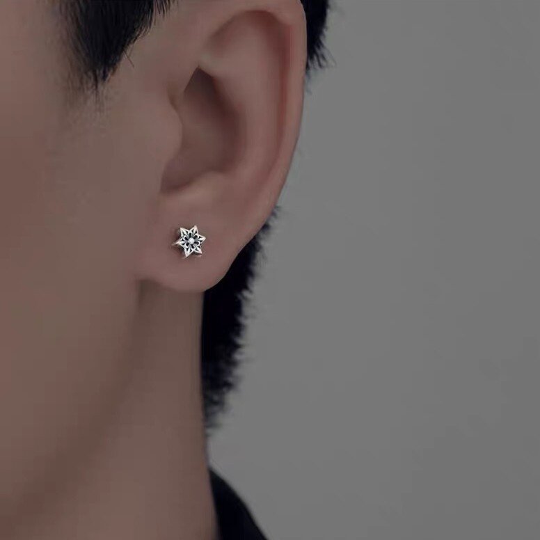 S999純銀・ピアス・メンズ風・六芒星・シンプル・おしゃれ|undefined