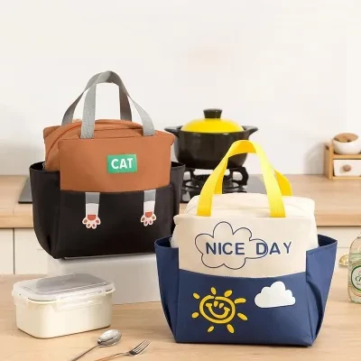 Explore 保温ランチバッグ｜手提げ袋・厚手・サイドポケット付き・ピクニック・通勤・通学・大容量・おしゃれ・便利