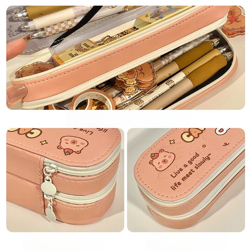 二層式ペンケース｜大容量・シンプル・学用品・文房具・ギフト・ガーリー・かわいい|undefined