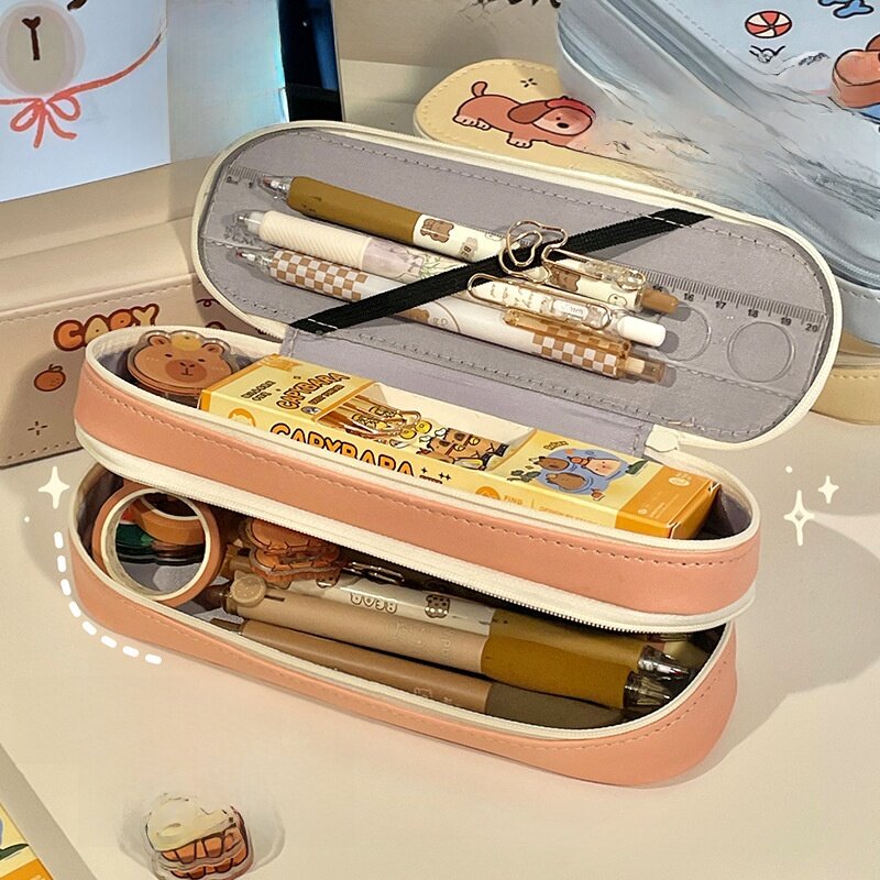 二層式ペンケース｜大容量・シンプル・学用品・文房具・ギフト・ガーリー・かわいい|undefined