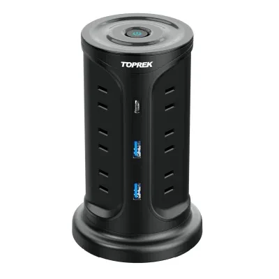 立式円柱型マルチコンセントタップ｜省スペース設計・大容量1500W・コンセントタップ・一括電源スイッチ付き・家庭用・オフィス用