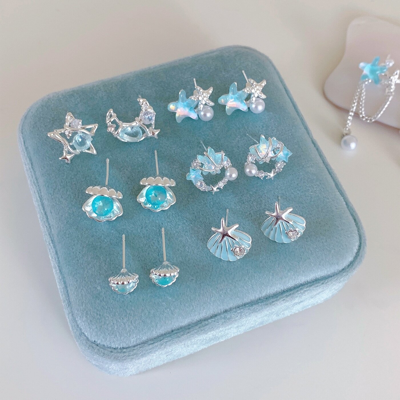 ピアス｜夏用・爽やか・海モチーフ・星・貝殻・銀針・魚の尾デザイン・精緻・揺れるタッセル・おしゃれ|undefined