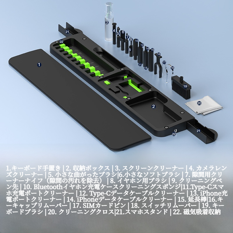 多機能クリーニングセット｜キーボードレスト・リストレスト・PUレザー・オフィス・クロスボーダー|undefined