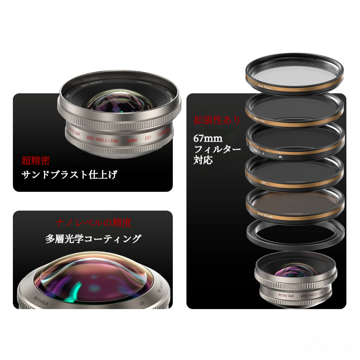 Fotorgearスマホ用レンズ｜外付けレンズ・ポートレート・マクロ・広角・魚眼・1.55xワイド・レトロ・チタン風・高画質|undefined