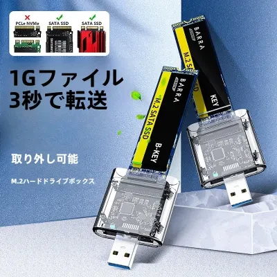 FunCASE 外付けハードディスクケース｜透明・USB3.0 Gen1・SSD・SATAプロトコル・M.2 NGFF・USB接続・クリエイティブ