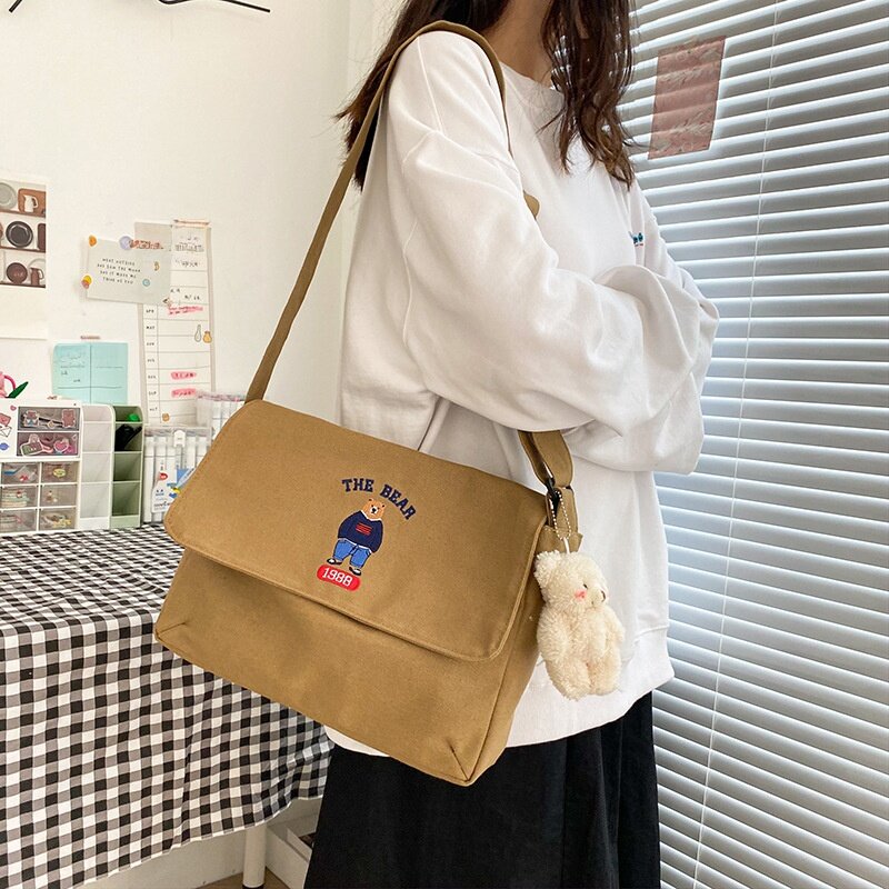 ショルダーバッグ｜斜めがけ・刺繍・ベア・学生風・古着風・学院風・可愛い|undefined