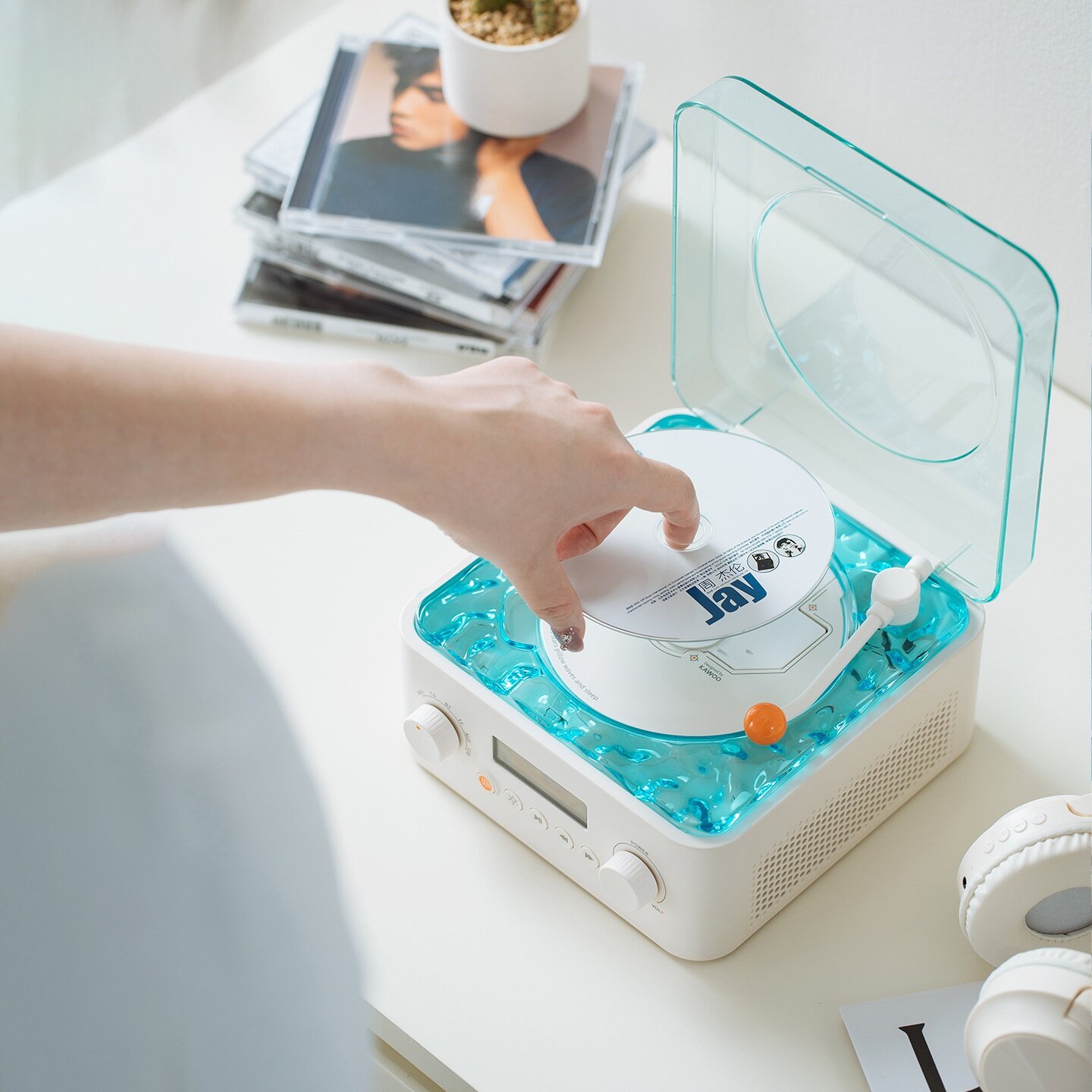 KAWOO 水の波紋CDプレーヤー｜レコードプレーヤー・音楽アルバム・ディスクプレーヤー・Bluetooth・オーディオ・ギフト・ホーム・ビデオ家電|undefined