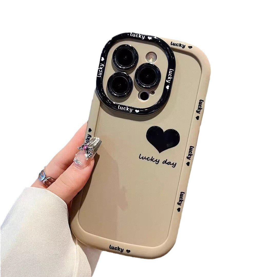 iPhoneケース｜シリコン・ハート柄・iPhone15/14 Pro Max/13/16対応・パフデザイン・かわいい・ラッキー|undefined