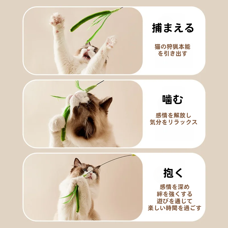猫用おもちゃ｜猫じゃらし・羽根・スティックタイプ・ワイヤー製・超長い・しなやか|undefined